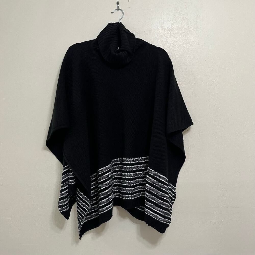 Michael Michael Kors Women's Black Knit Turtleneck Poncho OS